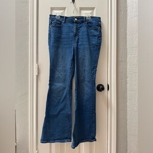 Ann Taylor 12 Mid Rise Boot Jeans, Bright Mid Indigo Wash